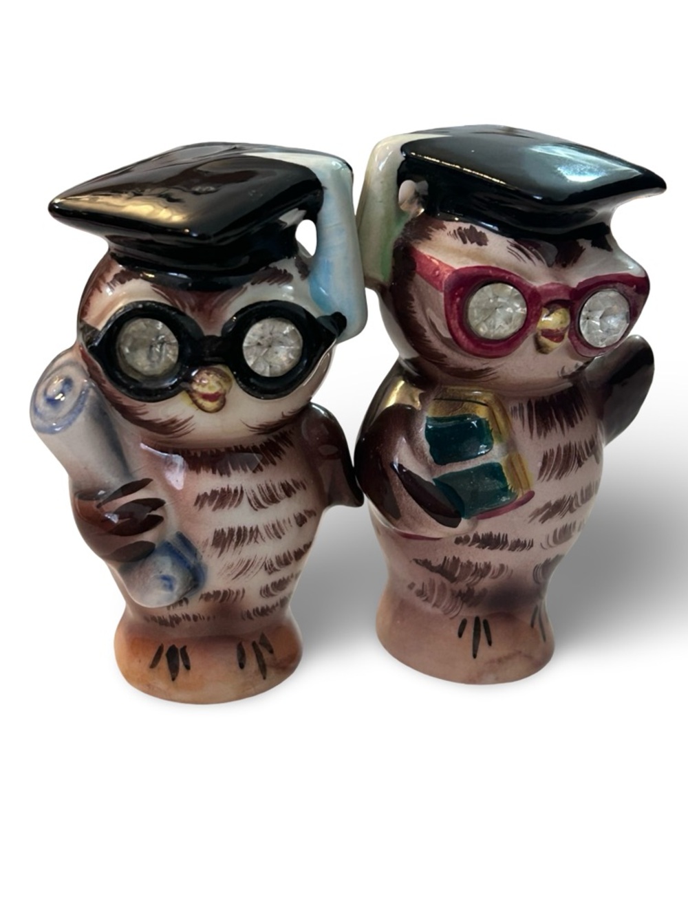 Enterprise Exclusive Ceramic Salt & Pepper Graduation Owl Shaker Set
